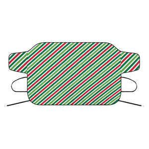 Merry Christmas Stripes Pattern Print Car Windshield Snow Cover