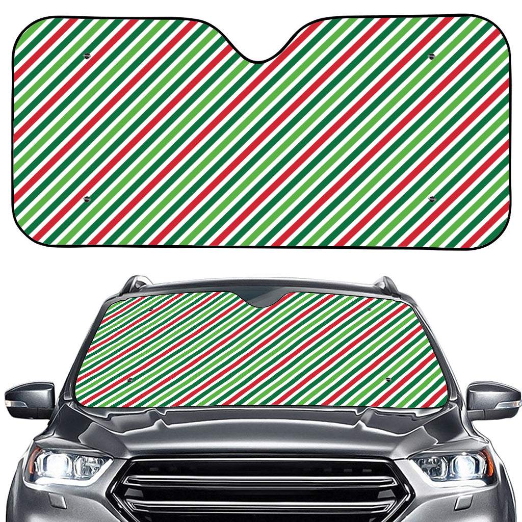 Merry Christmas Stripes Pattern Print Car Windshield Sun Shade