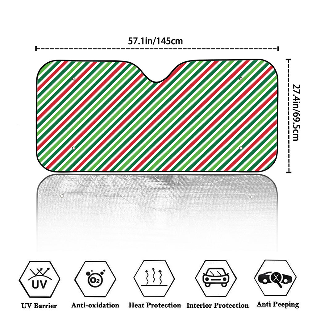 Merry Christmas Stripes Pattern Print Car Windshield Sun Shade