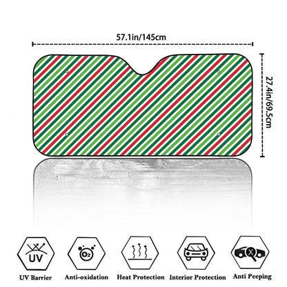 Merry Christmas Stripes Pattern Print Car Windshield Sun Shade