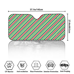 Merry Christmas Stripes Pattern Print Car Windshield Sun Shade