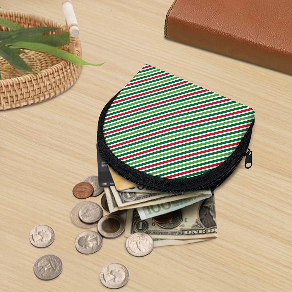 Merry Christmas Stripes Pattern Print Coin Purse
