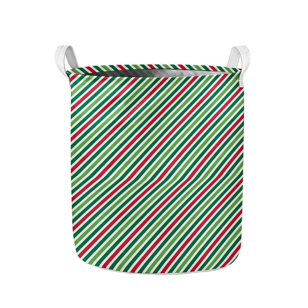 Merry Christmas Stripes Pattern Print Collapsible Laundry Basket