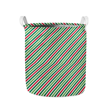 Merry Christmas Stripes Pattern Print Collapsible Laundry Basket