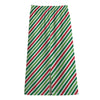 Merry Christmas Stripes Pattern Print Cotton Front Slit Maxi Skirt