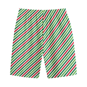 Merry Christmas Stripes Pattern Print Cotton Shorts