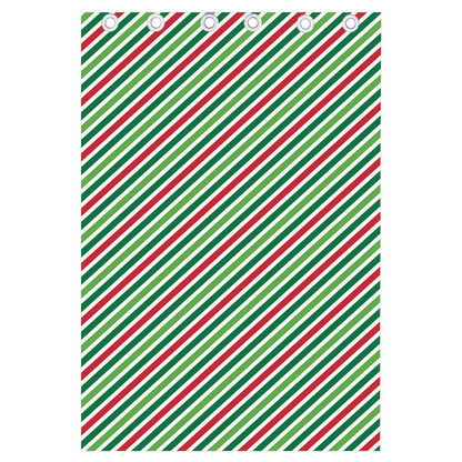 Merry Christmas Stripes Pattern Print Curtain