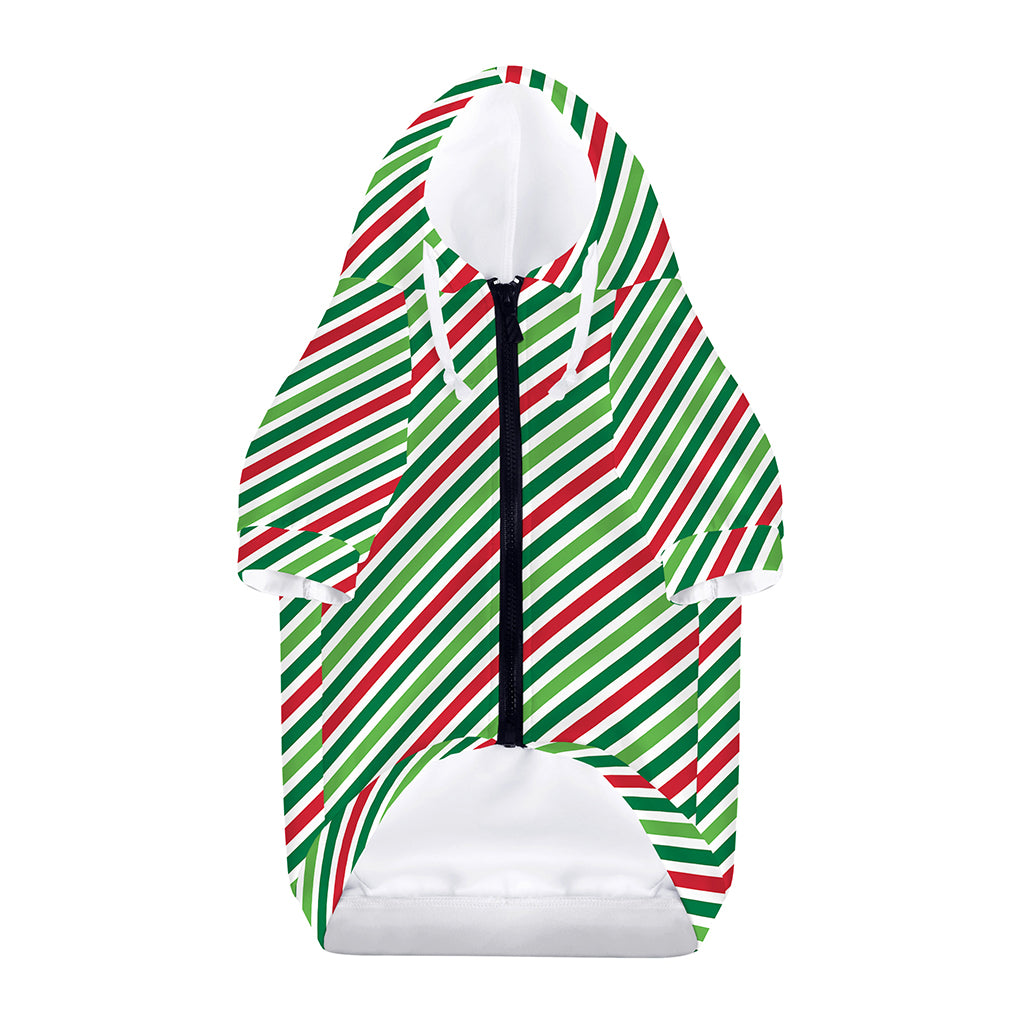 Merry Christmas Stripes Pattern Print Dog Zip Up Hoodie