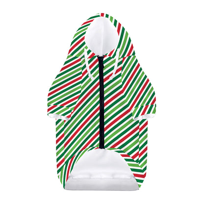 Merry Christmas Stripes Pattern Print Dog Zip Up Hoodie