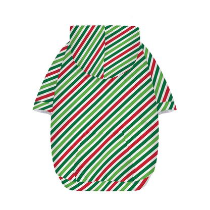 Merry Christmas Stripes Pattern Print Dog Zip Up Hoodie