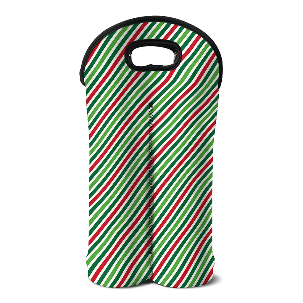 Merry Christmas Stripes Pattern Print Double Neoprene Wine Tote