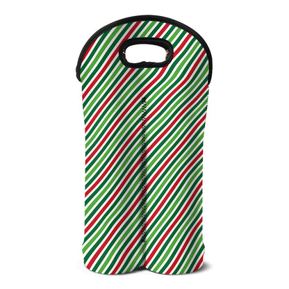 Merry Christmas Stripes Pattern Print Double Neoprene Wine Tote