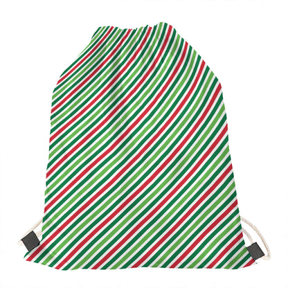 Merry Christmas Stripes Pattern Print Drawstring Bag
