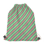 Merry Christmas Stripes Pattern Print Drawstring Bag
