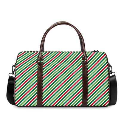 Merry Christmas Stripes Pattern Print Duffle Bag
