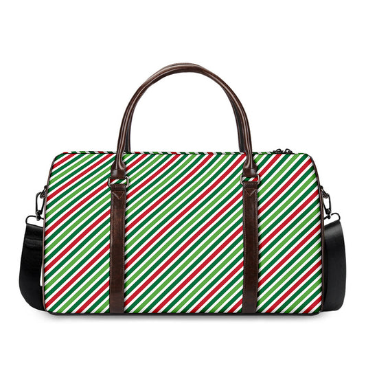 Merry Christmas Stripes Pattern Print Duffle Bag