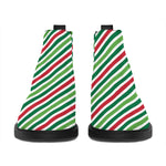 Merry Christmas Stripes Pattern Print Flat Ankle Boots