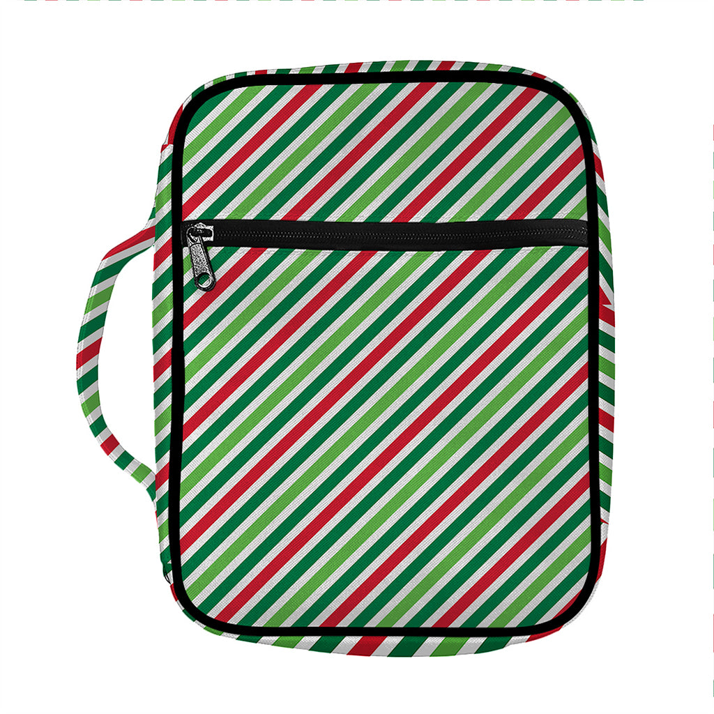 Merry Christmas Stripes Pattern Print Front Pocket Bible Bag