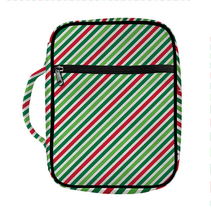 Merry Christmas Stripes Pattern Print Front Pocket Bible Bag
