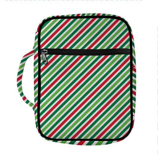 Merry Christmas Stripes Pattern Print Front Pocket Bible Bag
