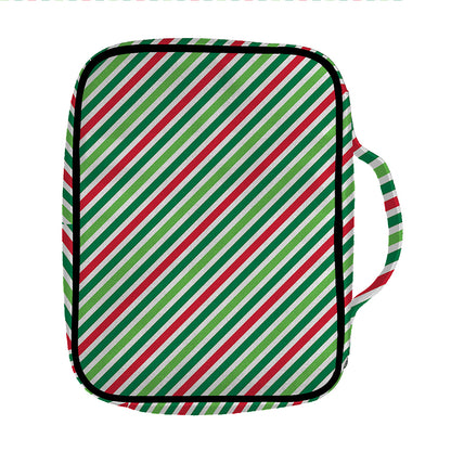 Merry Christmas Stripes Pattern Print Front Pocket Bible Bag