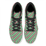 Merry Christmas Stripes Pattern Print High Top Leather Sneakers