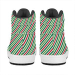 Merry Christmas Stripes Pattern Print High Top Leather Sneakers