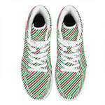 Merry Christmas Stripes Pattern Print High Top Leather Sneakers
