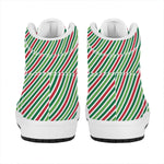 Merry Christmas Stripes Pattern Print High Top Leather Sneakers