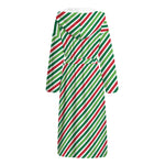 Merry Christmas Stripes Pattern Print Hooded Bathrobe