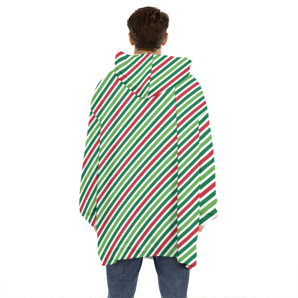 Merry Christmas Stripes Pattern Print Hoodie Blanket