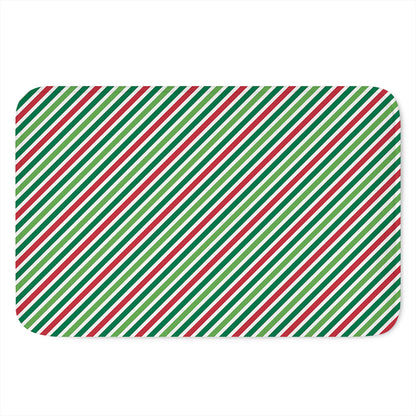 Merry Christmas Stripes Pattern Print Indoor Door Mat