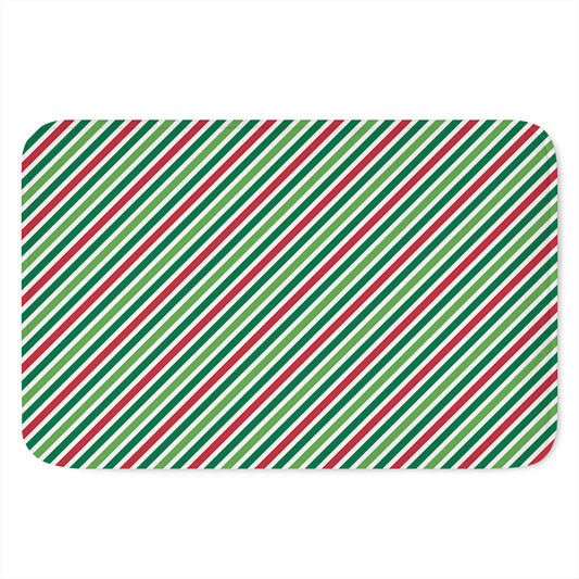 Merry Christmas Stripes Pattern Print Indoor Door Mat