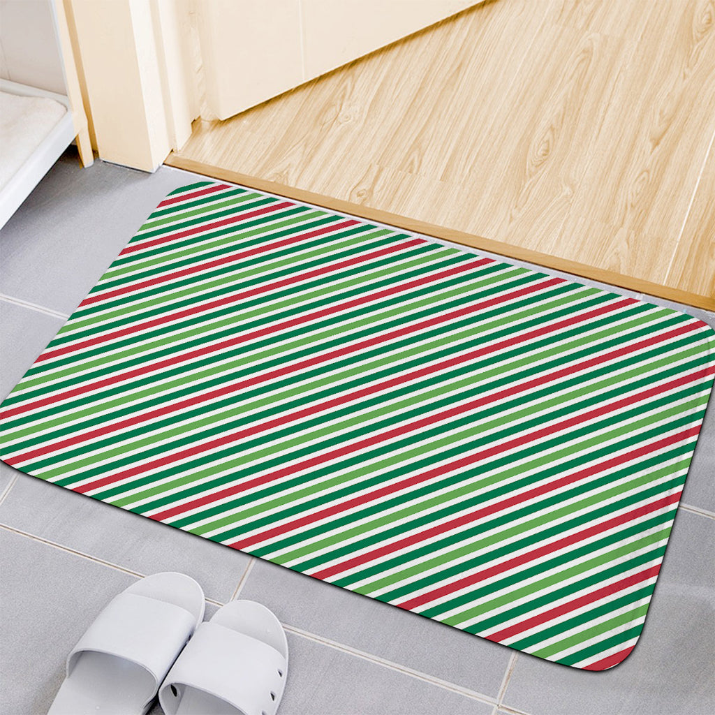 Merry Christmas Stripes Pattern Print Indoor Door Mat