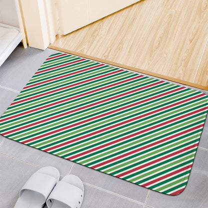 Merry Christmas Stripes Pattern Print Indoor Door Mat