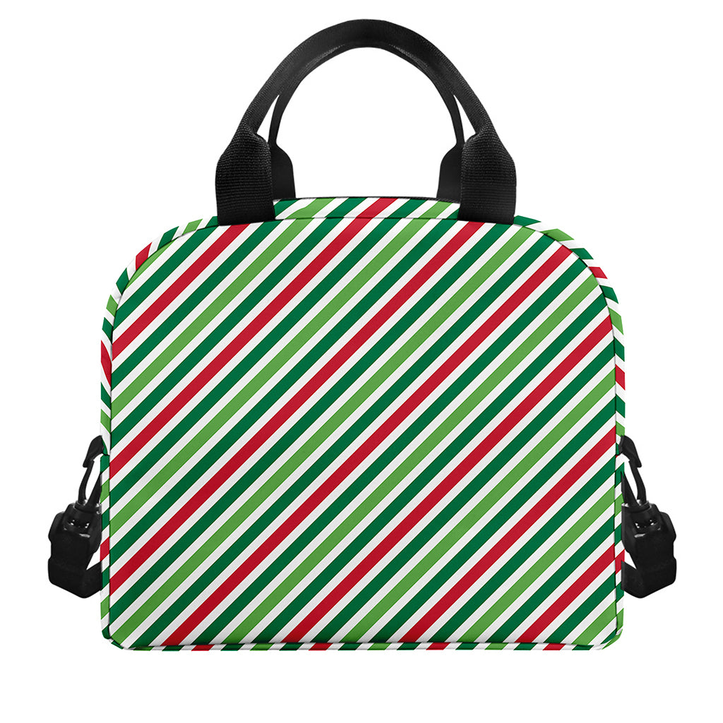 Merry Christmas Stripes Pattern Print Insulated Lunch Bag