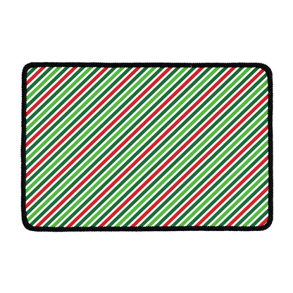Merry Christmas Stripes Pattern Print Kitchen Mat