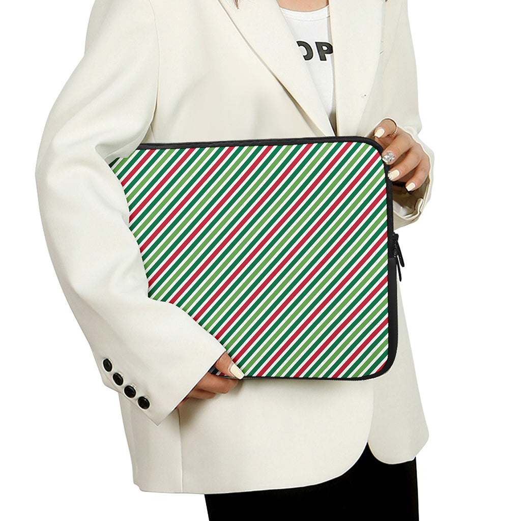 Merry Christmas Stripes Pattern Print Laptop Sleeve