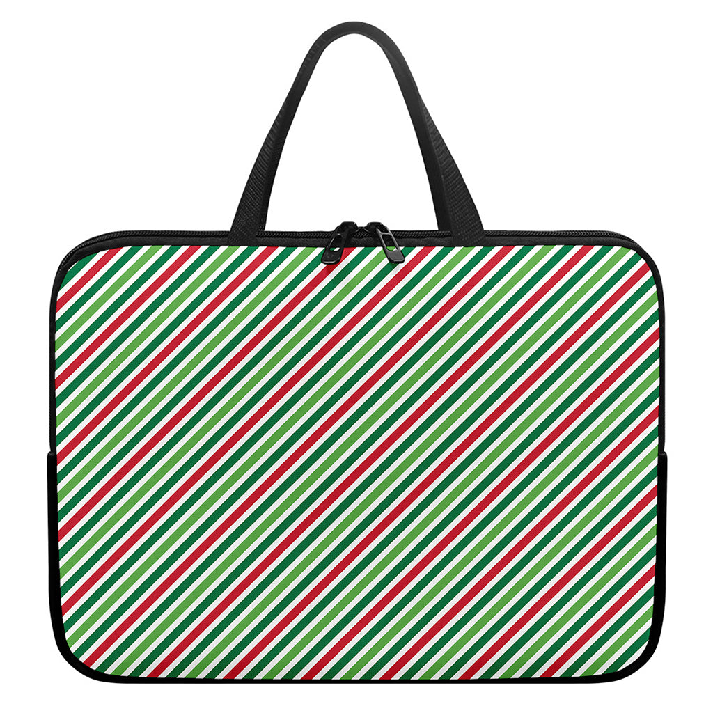 Merry Christmas Stripes Pattern Print Laptop Sleeve With Handle