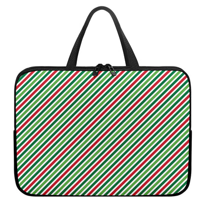 Merry Christmas Stripes Pattern Print Laptop Sleeve With Handle