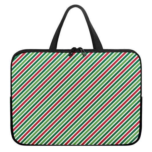 Merry Christmas Stripes Pattern Print Laptop Sleeve With Handle