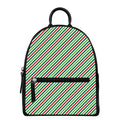 Merry Christmas Stripes Pattern Print Leather Backpack