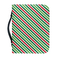 Merry Christmas Stripes Pattern Print Leather Bible Cover