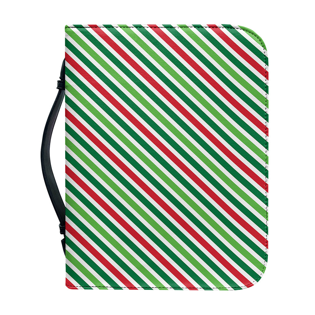 Merry Christmas Stripes Pattern Print Leather Bible Cover