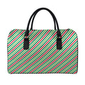 Merry Christmas Stripes Pattern Print Leather Duffel Bag