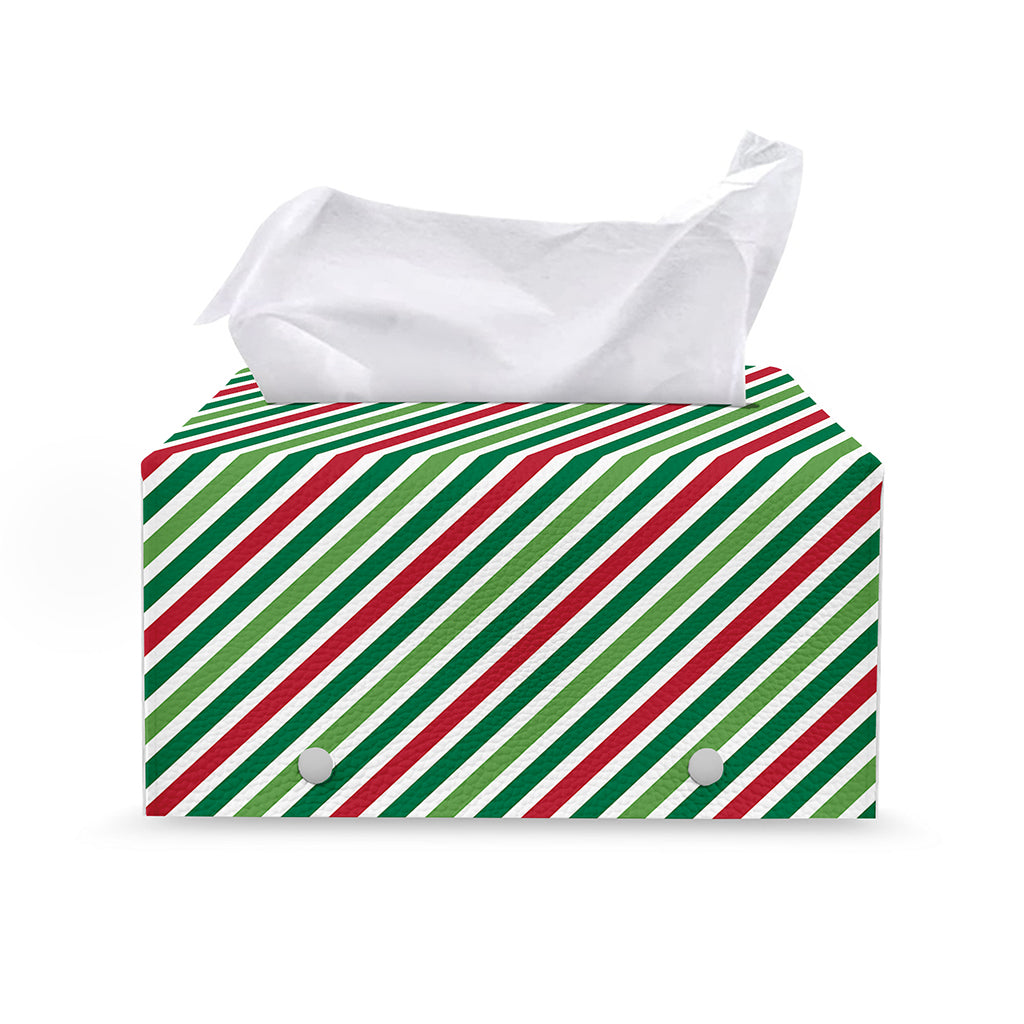 Merry Christmas Stripes Pattern Print Leather Tissue Box Cover