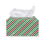 Merry Christmas Stripes Pattern Print Leather Tissue Box Cover