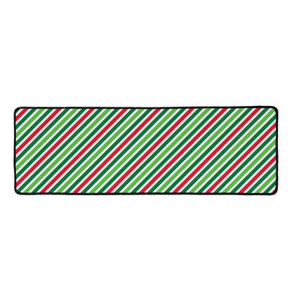 Merry Christmas Stripes Pattern Print Long Kitchen Mat