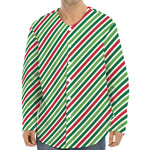 Merry Christmas Stripes Pattern Print Long Sleeve Baseball Jersey