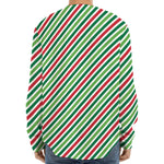 Merry Christmas Stripes Pattern Print Long Sleeve Baseball Jersey